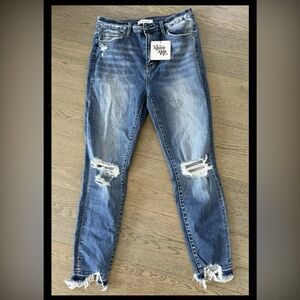 Flying Monkey Romantic Child High Rise Raw Chewed Hem Skinny Jeans Size 30